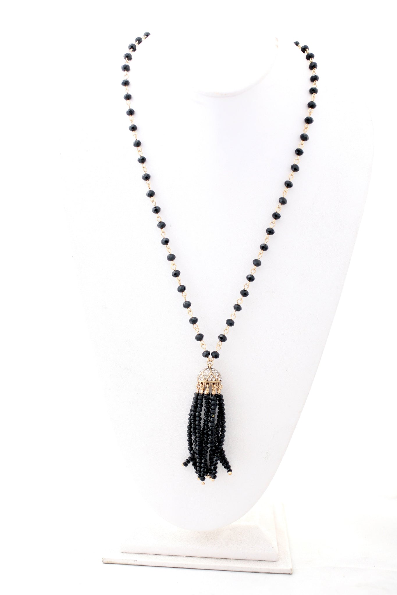 30'' Faceted Roundels Crystal Beads Tassel Necklace 664S15208