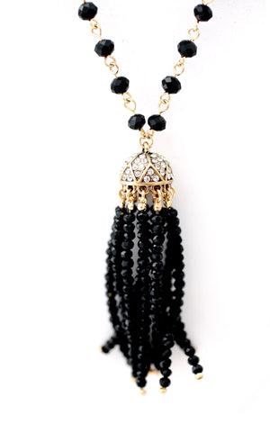 30'' Faceted Roundels Crystal Beads Tassel Necklace 664S15208