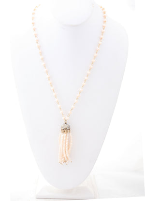 30'' Faceted Roundels Crystal Beads Tassel Necklace 664S15208
