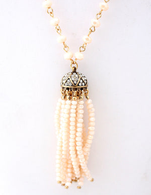 30'' Faceted Roundels Crystal Beads Tassel Necklace 664S15208