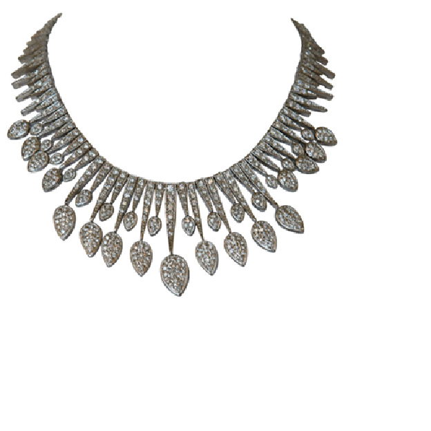 Multi-Drop Cubic Zirconi Pave Set Rhodium Necklace