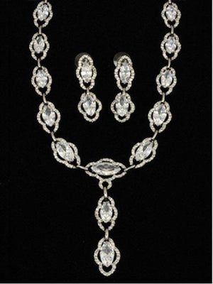 Around Cubic Zirconia Set Rhodium Necklace