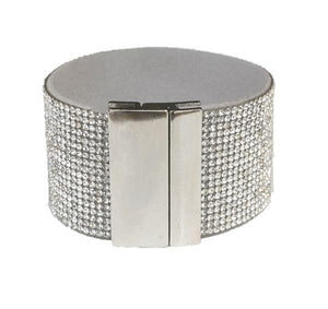 Bracelet Wide faux Leather Crystal jeweled Modern  666B-9209