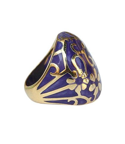 Gold Electroplate Cocktail Ring-Purple