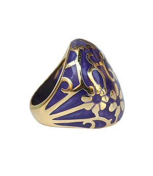 Gold Electroplate Cocktail Ring-Purple