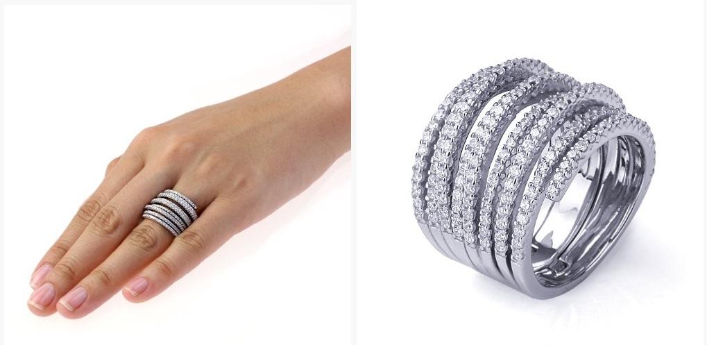 Electroplated Pave Three Tier Hinge Connected Stackable Rings 666R2056