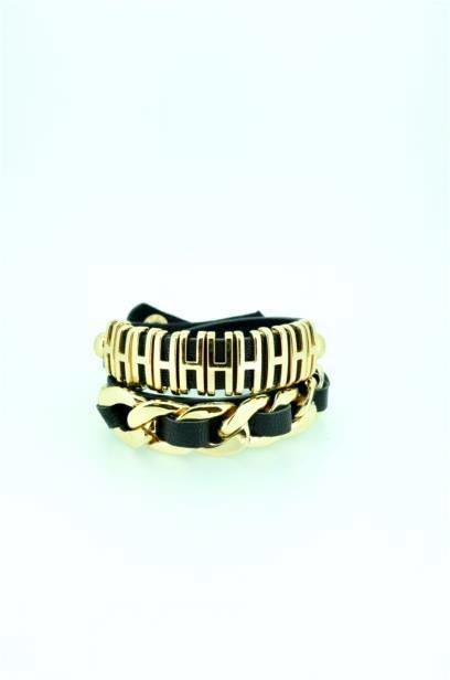 Chain link double wrap Leather bracelet 675B032