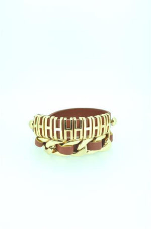 Chain link double wrap Leather bracelet 675B032