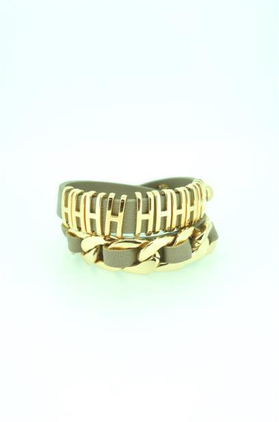 Chain link double wrap Leather bracelet 675B032
