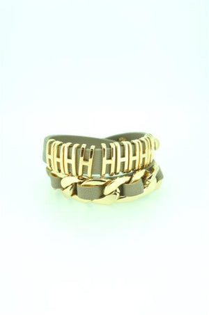 Chain link double wrap Leather bracelet 675B032