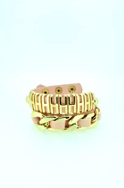 Chain link double wrap Leather bracelet 675B032