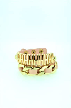 Chain link double wrap Leather bracelet 675B032