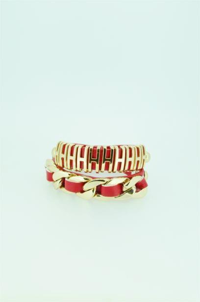 Chain link double wrap Leather bracelet 675B032