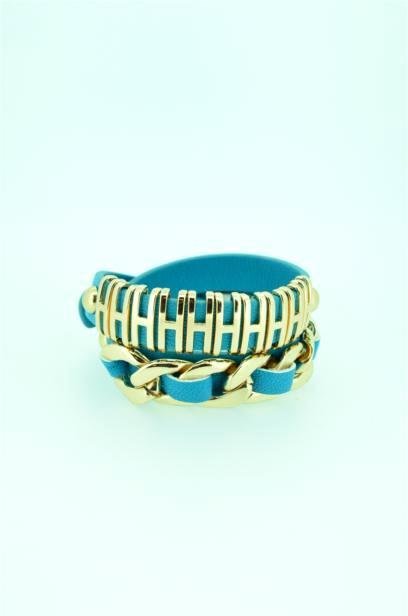 Chain link double wrap Leather bracelet 675B032