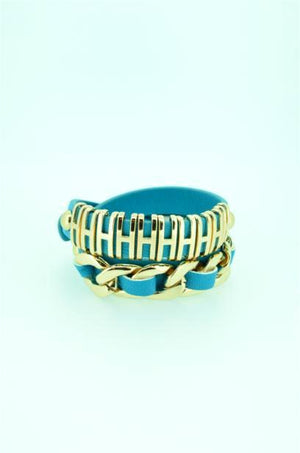 Chain link double wrap Leather bracelet 675B032