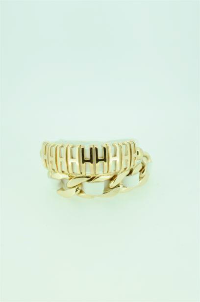 Chain link double wrap Leather bracelet 675B032