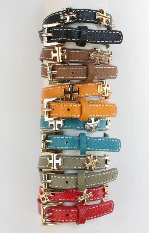 Bracelet Square Cross Double Wrap Leather .675B034