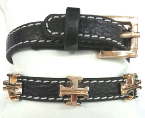 Square Cross Double Wrap Leather Bracelet