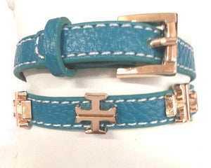 Square Cross Double Wrap Leather Bracelet
