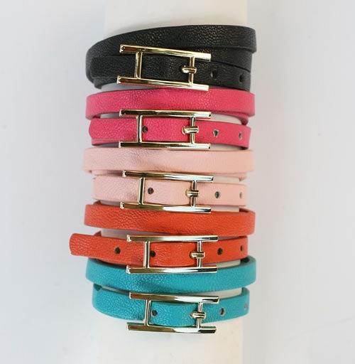 Bracelet Plate buckle double wrap Leather   675B045