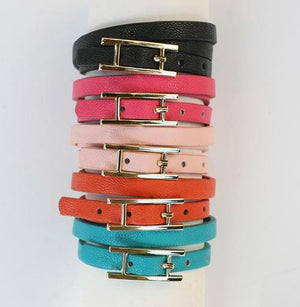 Bracelet Plate buckle double wrap Leather   675B045