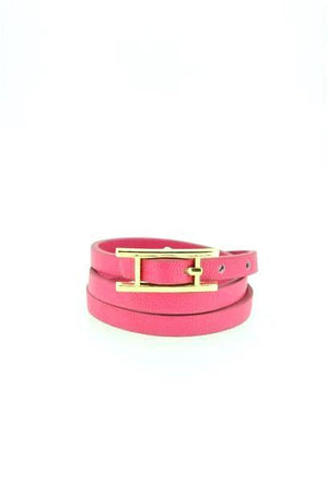 Bracelet Plate buckle double wrap Leather   675B045