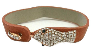 Crystal pave snake leather bracelet 675B106