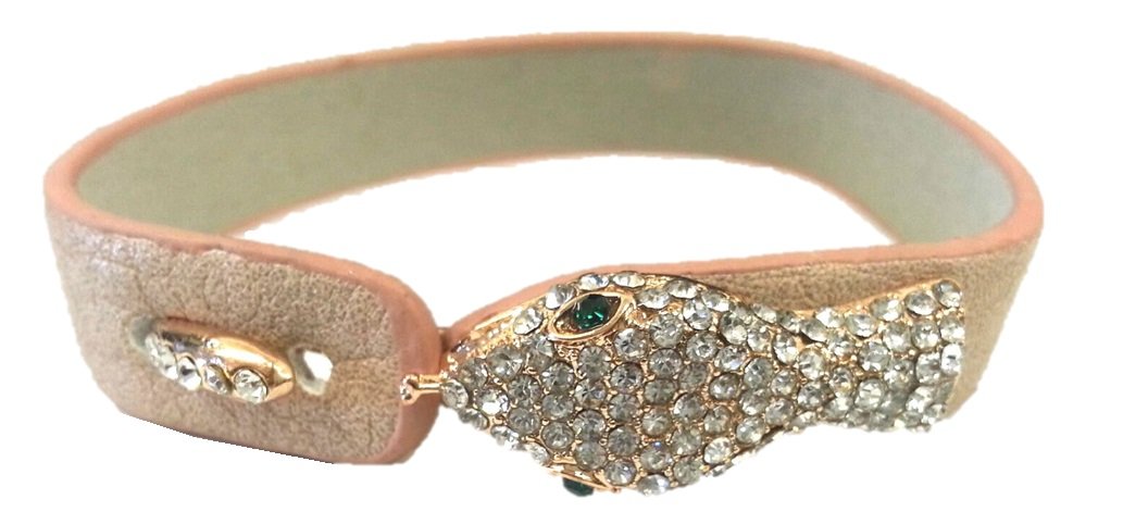 Crystal pave snake leather bracelet 675B106