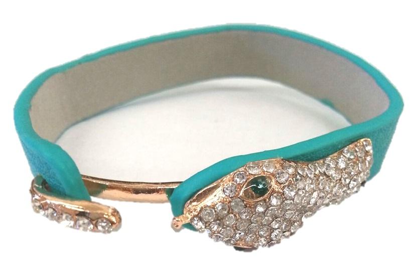 Crystal pave snake leather bracelet 675B106