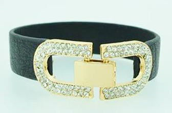 Bracelet Jeweled center leather 675B126