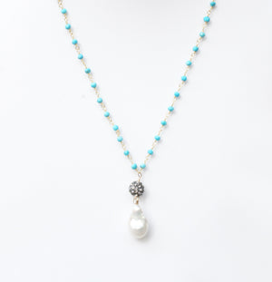 Neklace Baroque genuine pearl on 16" strand of Gold Field Rosary. 678Nx30