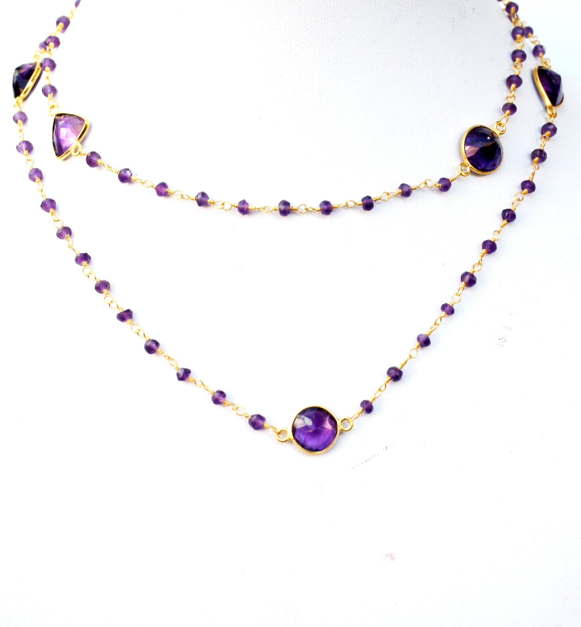 Necklace Gem by the Yard 30” faceted Beads 7 Stations   678nx7