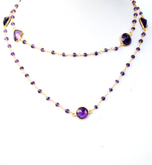 Necklace Gem by the Yard 30” faceted Beads 7 Stations   678nx7