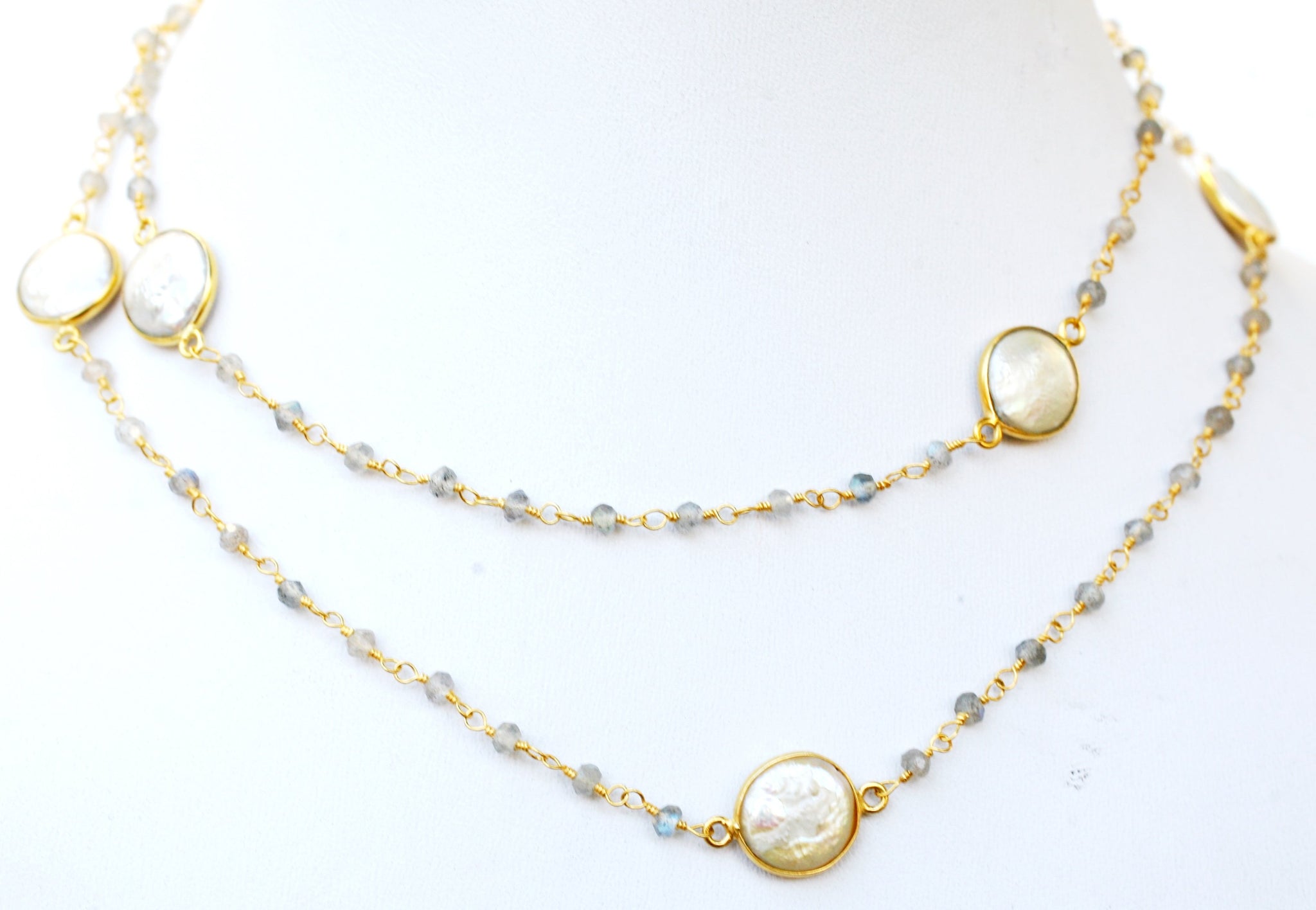 Necklace Gem by the Yard 30” faceted Beads 7 Stations   678nx7