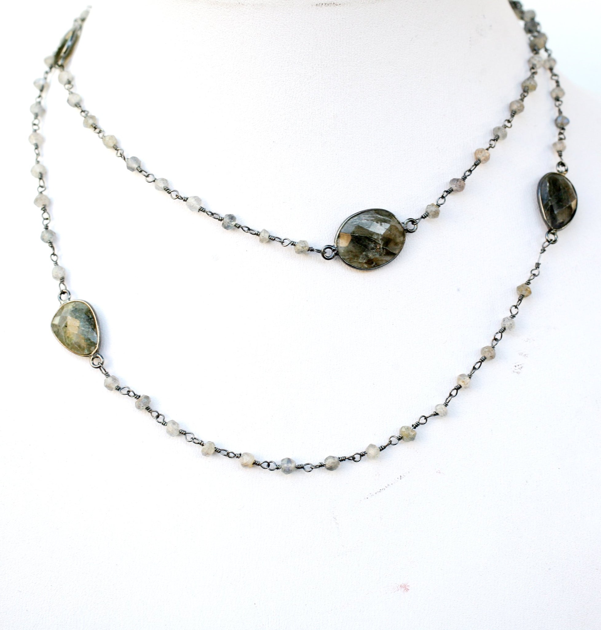 Necklace Gem by the Yard 30” faceted Beads 7 Stations   678nx7