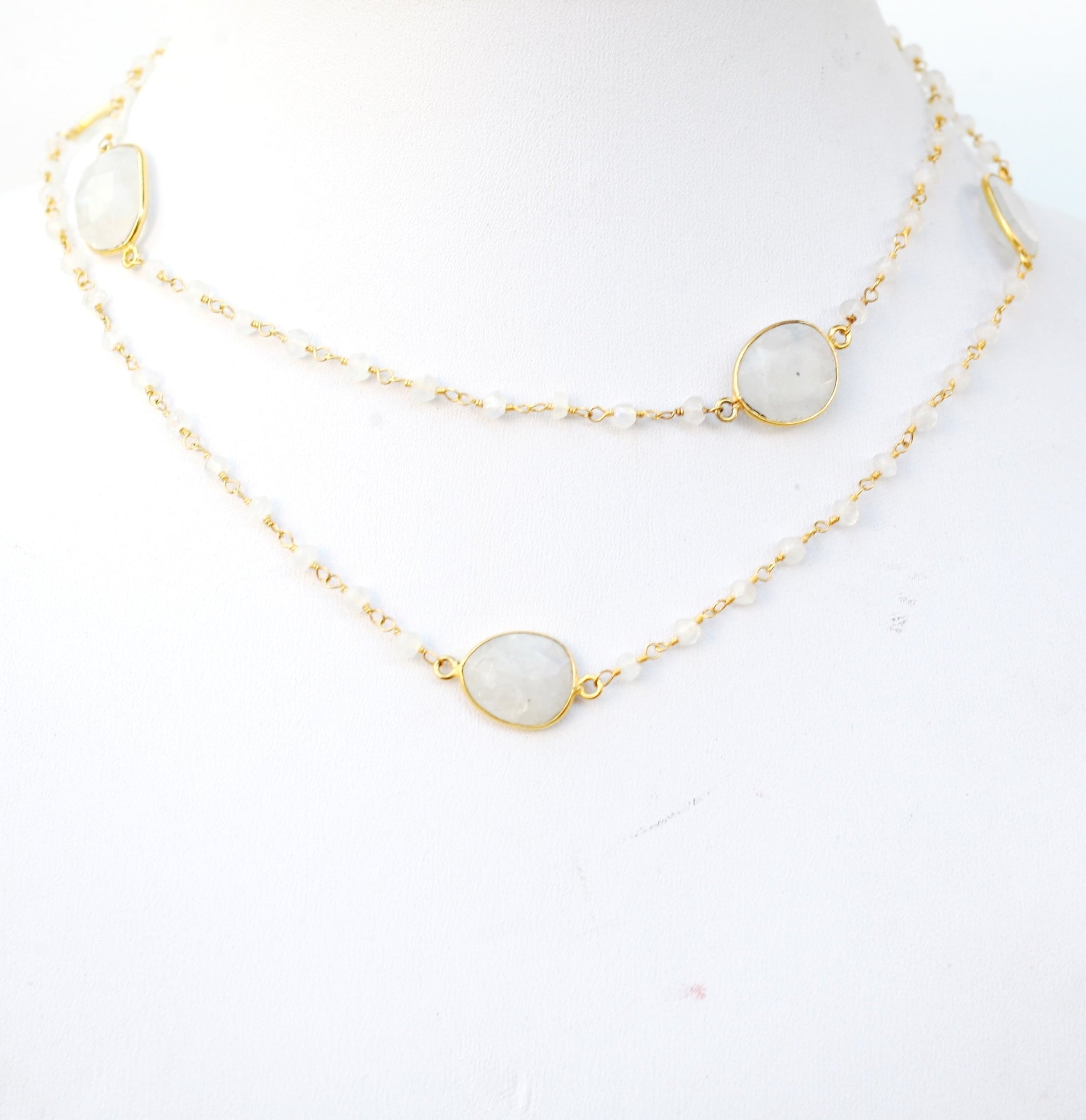 Necklace Gem by the Yard 30” faceted Beads 7 Stations   678nx7
