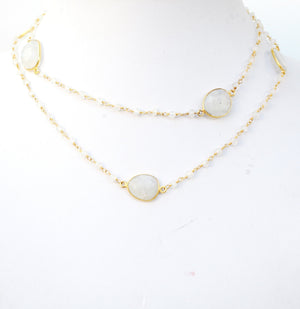 Necklace Gem by the Yard 30” faceted Beads 7 Stations   678nx7