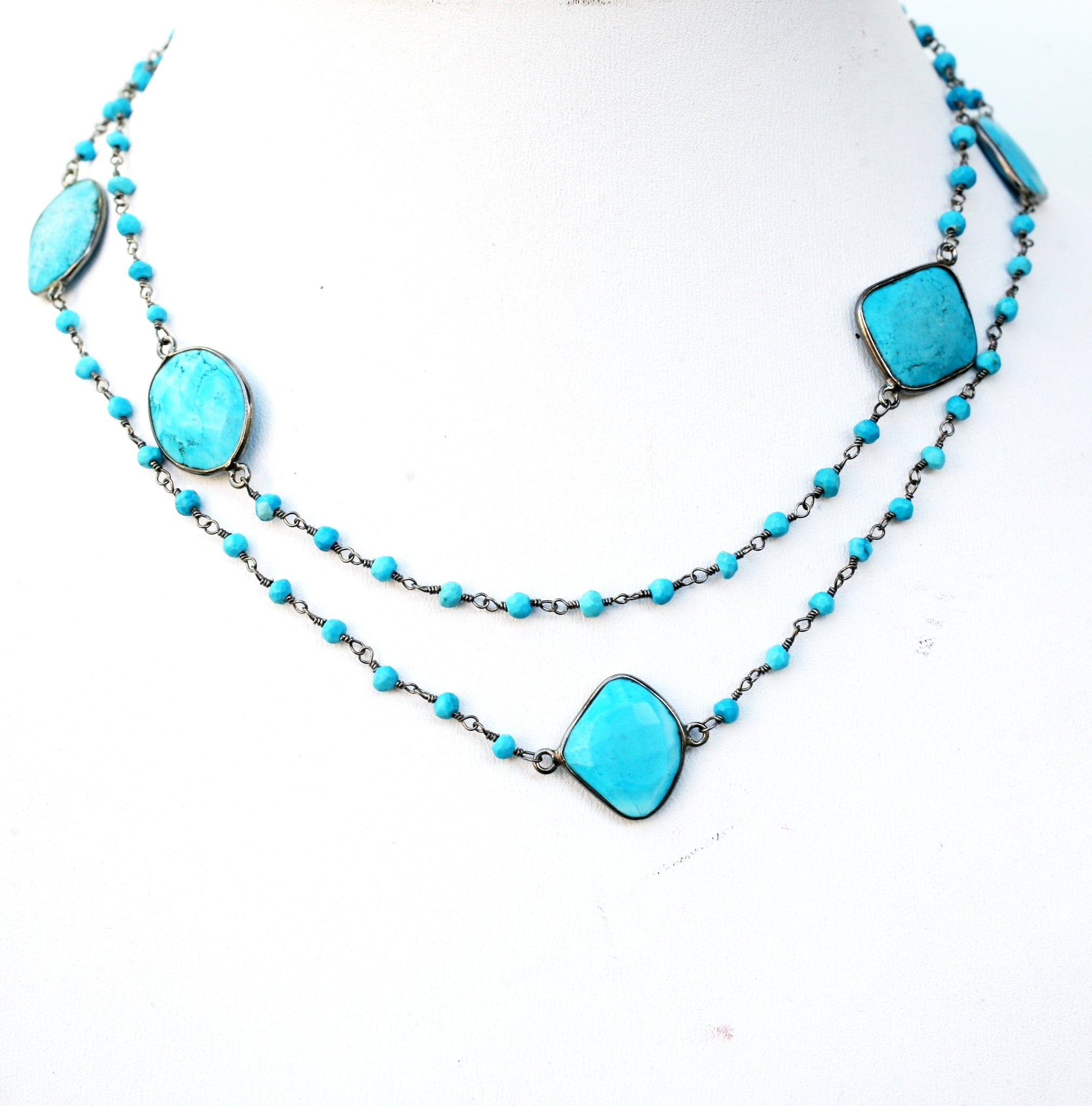 Necklace Gem by the Yard 30” faceted Beads 7 Stations   678nx7