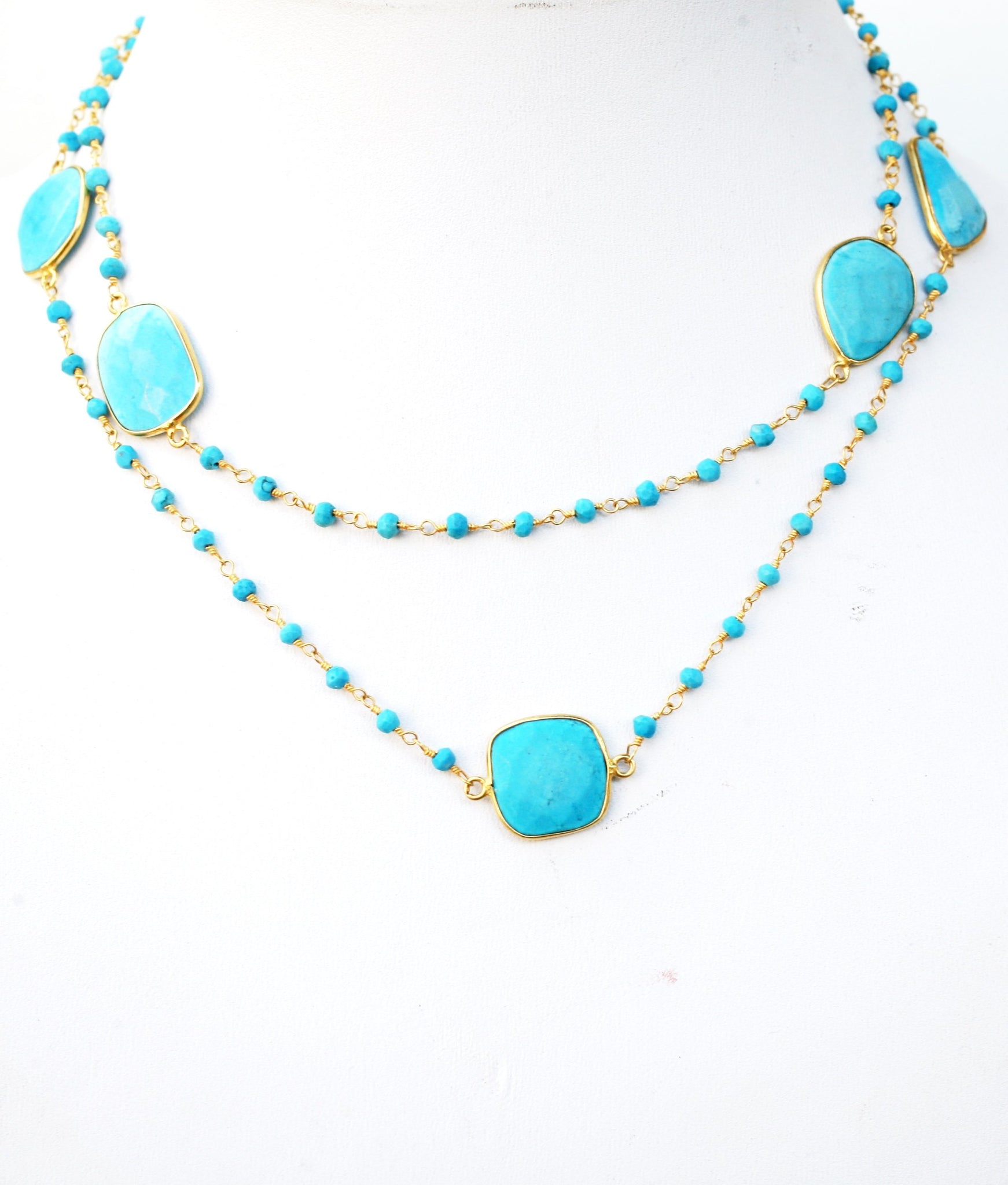 Necklace Gem by the Yard 30” faceted Beads 7 Stations   678nx7
