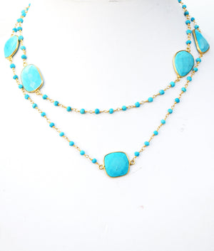 Necklace Gem by the Yard 30” faceted Beads 7 Stations   678nx7