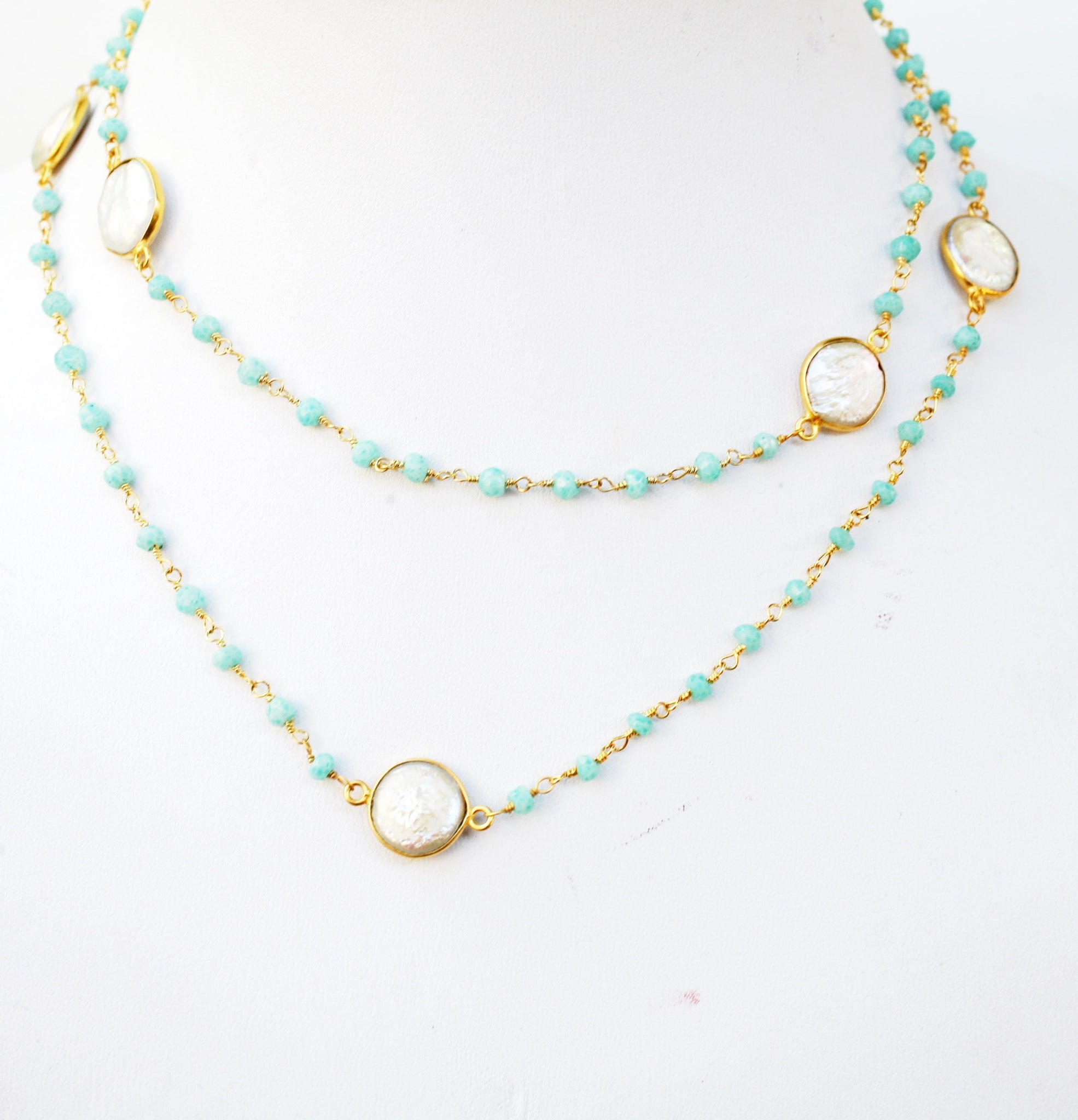 Necklace Gem by the Yard 30” faceted Beads 7 Stations   678nx7