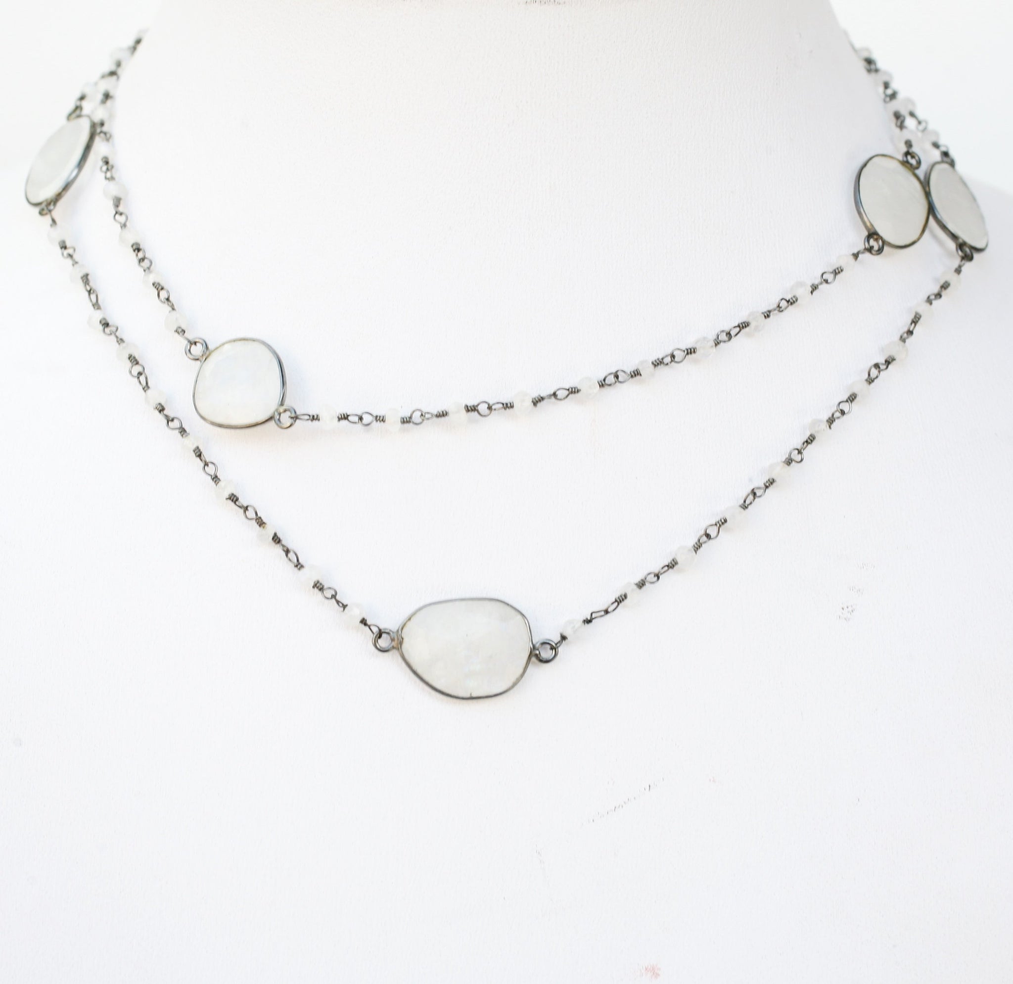 Necklace Gem by the Yard 30” faceted Beads 7 Stations   678nx7