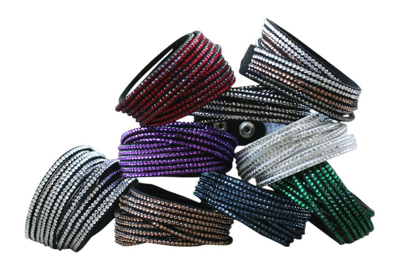 Bracelet  Multi strand double wrap around faux leather slake 679B100