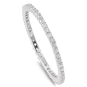 Zirconite Cubic Zirconia Sterling  silver fine Band Ring