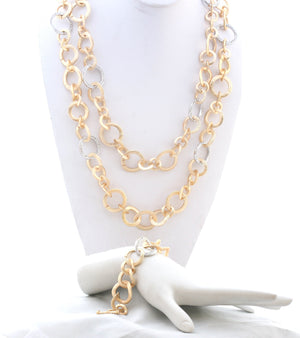 Petite Curved Satin Chain Link Necklace 681N5701
