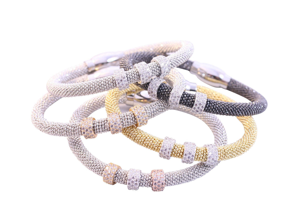Desirable & Trendy 5mm bead Mesh Bangle Bracelet 689B490