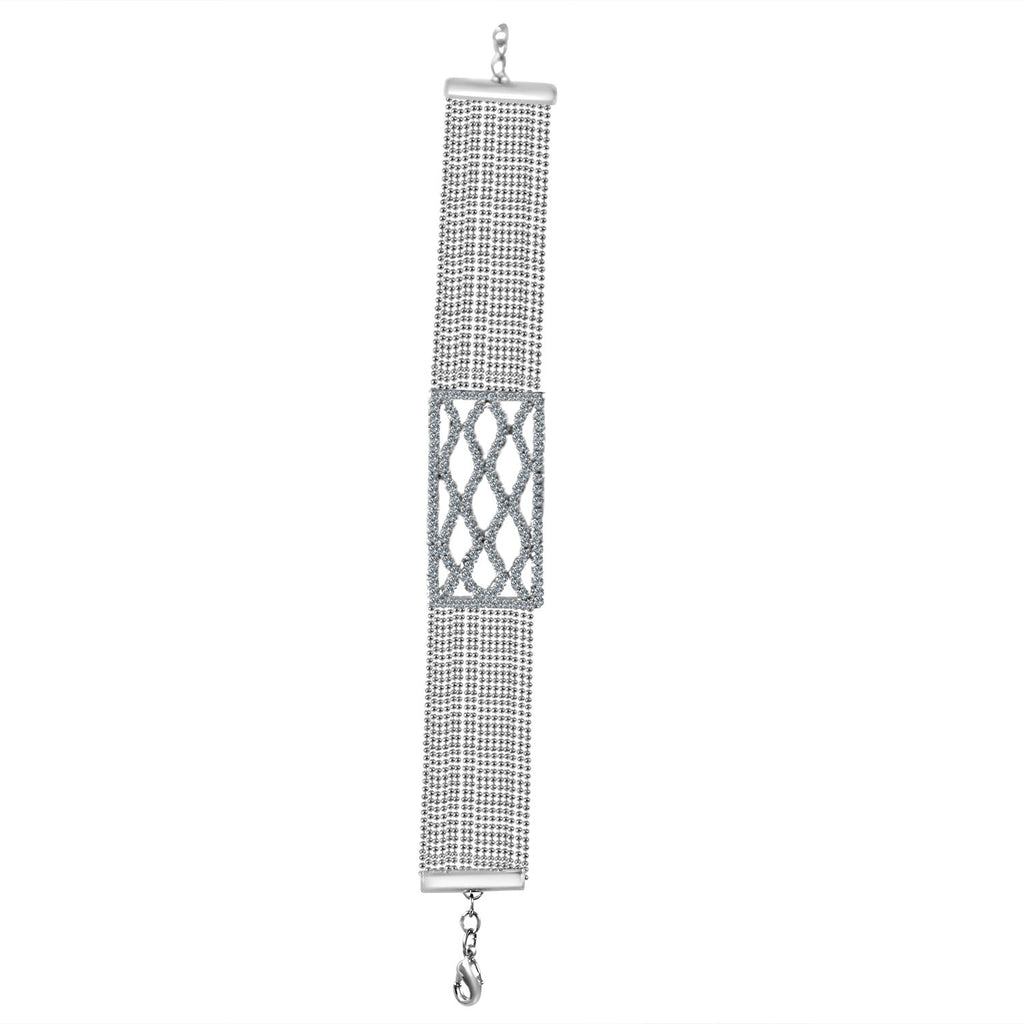 Necklace CRYSTAL  CRISS-CROSS  MULTI-BEADS CHAIN STRANDS CHOKER  700C719