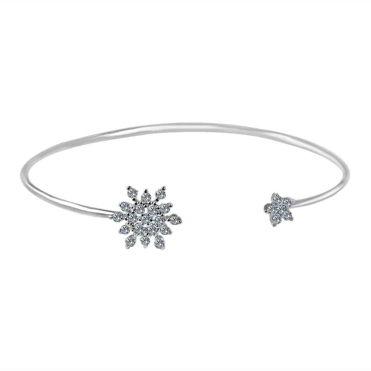 Fine Open end Pave snow flake Bangle set w/Zirconite Cubic Zirconia.  702B1205-1