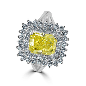 Ring Emerald radiant Center Halo Pave Zirconite CZ  Sterling silver Ring 705R0247
