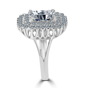 Ring Emerald radiant Center Halo Pave Zirconite CZ  Sterling silver Ring 705R0247